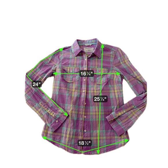 Aeropostale Signature Eighty-Seven Women’s Medium Plaid Button Down Shirt Purple - Picture 9 of 13